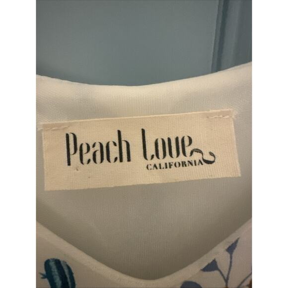 Peach Love California Womens White Sleeveless Cactus Print Swing Shift Dress‎ M - Picture 5 of 10